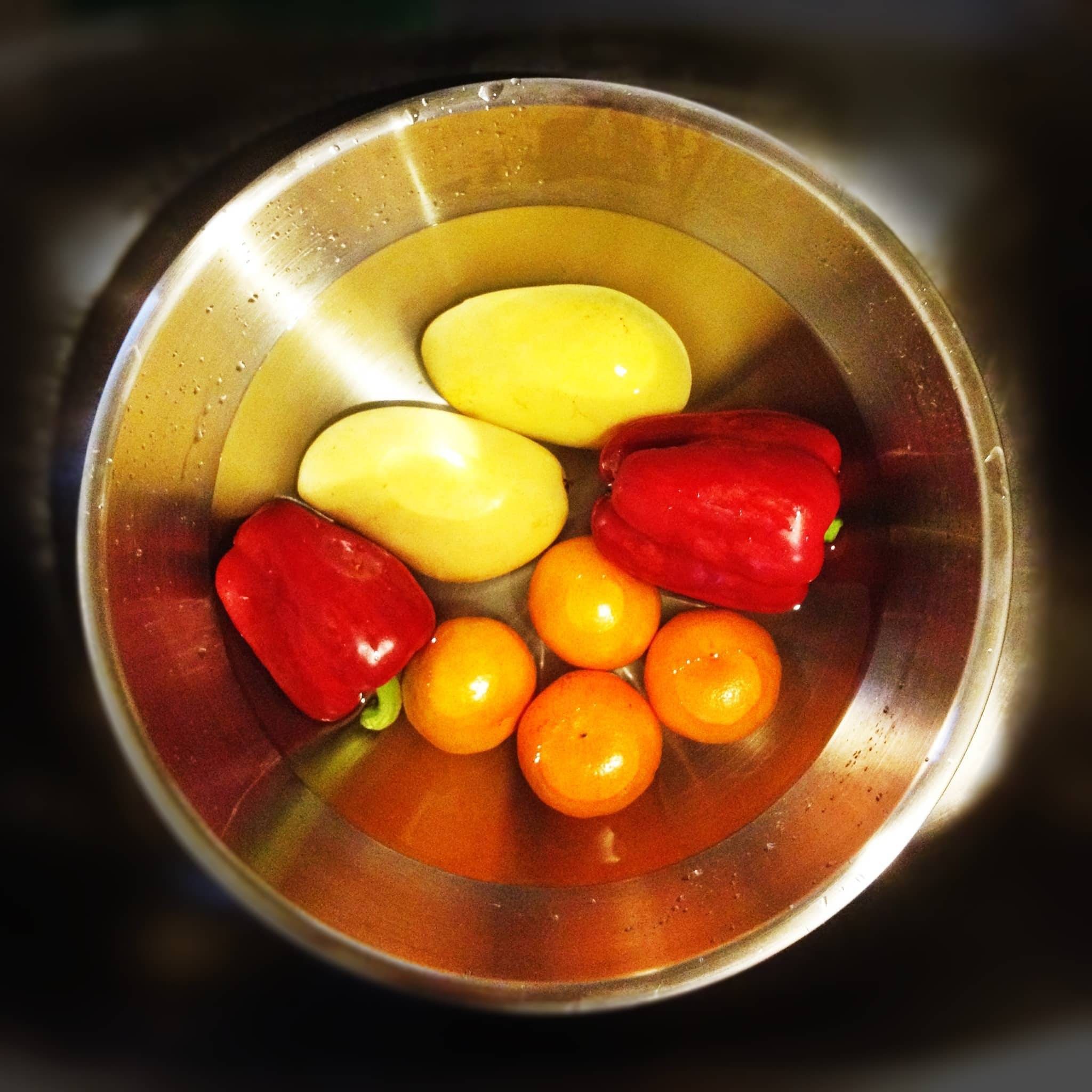 Bleaching Vegetables in a bowl.